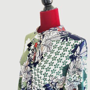 Floral Long Sleeve Pleated Dress (Size L)